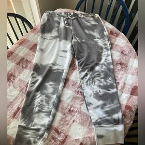 Belinda Gray and White Tie-Dye Joggers